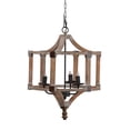 thumbnail image 2 of Lighting Fixtures 3 - Light Wood Drum Chandelier, Hanging Light Fixture with Adjustable Chain for Kitchen Dining Room Foyer Entryway, Bulb Not Included,Table Lamps, 2 of 11
