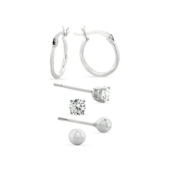 Brilliance Fine Jewelry 0.43 ct Round Cubic Zirconia Earring Set in Sterling Silver