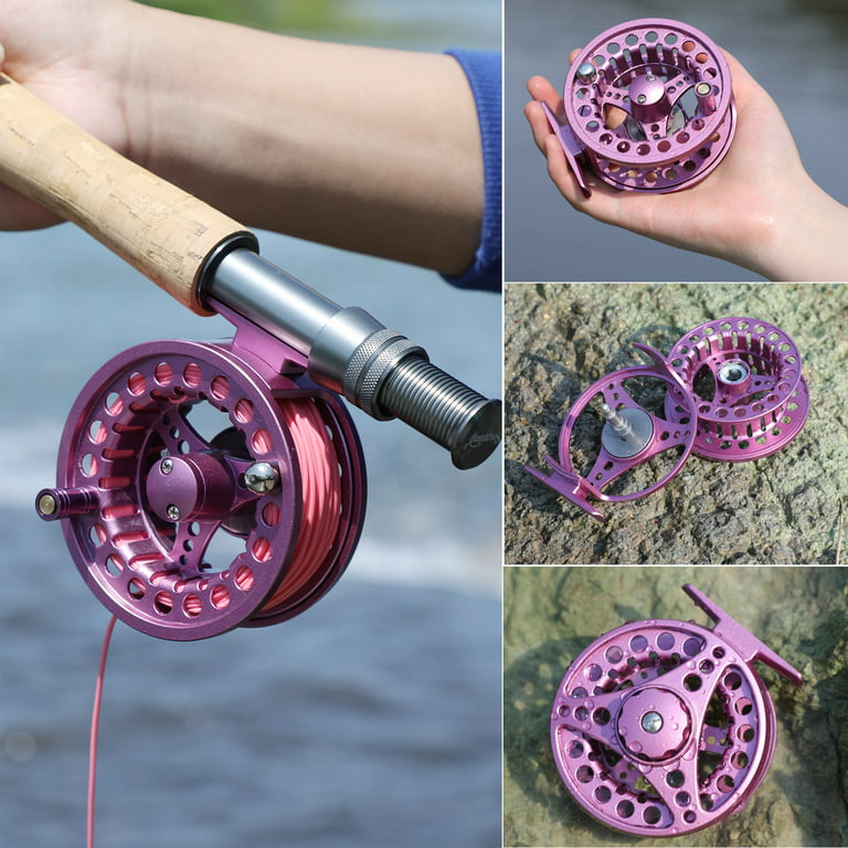 Sougayilang 5 Color Fly Fishing Reel CNC Full Metal Aluminum 5/6wt Fly Fishing Reels, Size: Large, Pink
