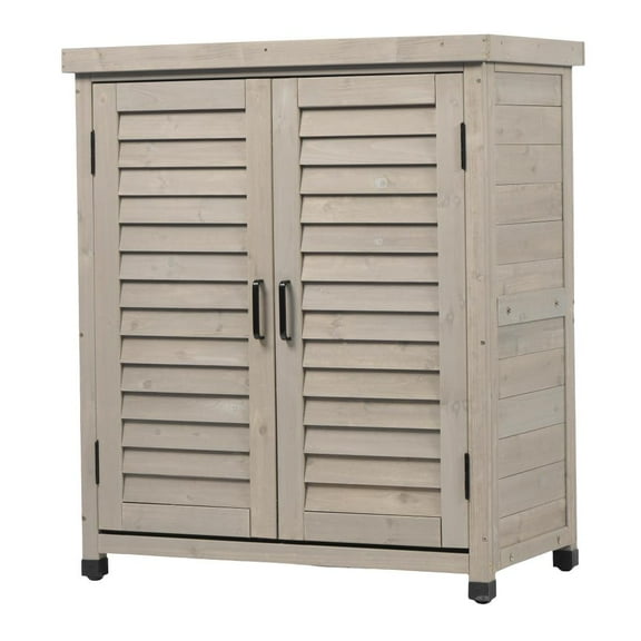 Chic Grey Potting Bench with Storage Cabinet & Metal Tabletop - Ideal Outdoor Garden Workstation for Potting and Crafting, Dimensions: 31x17x36''!