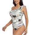 thumbnail image 2 of Easygdp Funny Animals Series Women's One Shoulder Ruffle Monokini Bathing Suits with Removable Chest Pad, Quick Drying - Large, 2 of 8