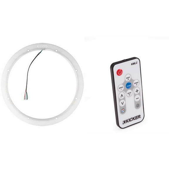 Kicker 47KLSR12 12" Weather Proof Led Lighted Speaker Ring, Single w/ 41KMLC LED Remote Bundle