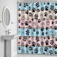 thumbnail image 5 of Farmhouse Dog Shower Curtain for Bathroom Decor, Paw Vintage Blue Pink Wooden Board Waterproof Fabric Shower Curtain, 36"x72" Set with 12 Hooks, 5 of 9