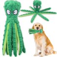 thumbnail image 1 of Juguete interactivo para perros chirriantes, sin relleno, con forma de pulpo y papel arrugado para perros medianos y grandes., 1 of 5