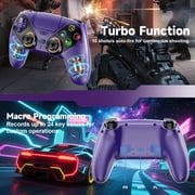 LED Wireless Controller for P5 PC, Bluetooth Controller with Turbo, Macro, Dynamic Vibration, 6-Axis Motion Control, 3.5mm Audio Jack, 1000mAh Battery, Speaker - Blue