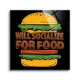 thumbnail image 1 of Socialize For Food Orange Burger 12 x 12 Glass Wall Hanging Sign, 1 of 4