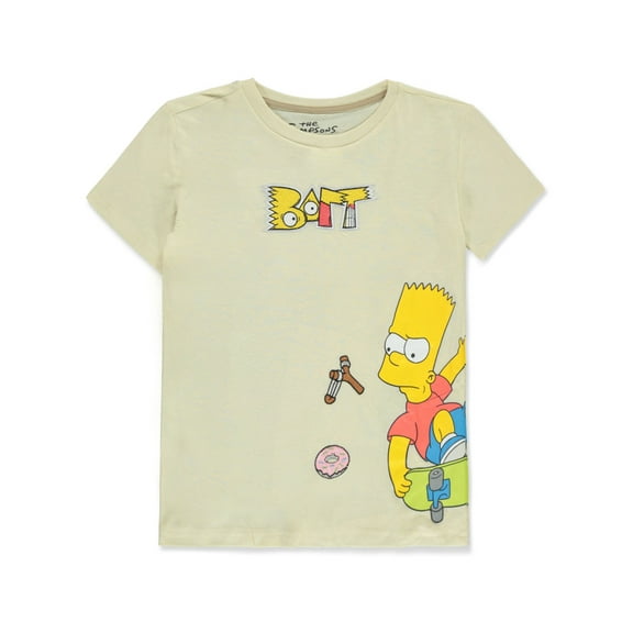 The Simpsons Boys' Bart Simpson Wrap T-Shirt Color: off white Size: 4 - 5