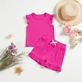 thumbnail image 3 of Girls Summer Knit Clothing Sets Cute Ruffle Trim Tank Tops and Shorts Cute Sleeveless 2 Piece Outfits 3-10 Years, 3 of 6