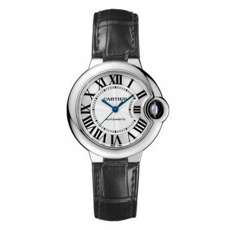 Cartier Ballon Bleu 33mm Silver Dial Leather Strap Women's Watch WSBB0030