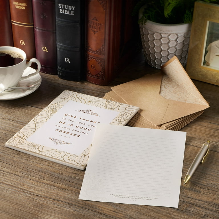 Christian Art Gifts Writing Paper & Envelope Stationery Set for Women: Give  Thanks - Psalm 106:1 Inspiring Scripture w/40 Pages & 20 Matching Envelopes  for All Occasions, Creamy Beige & Paper Brown 
