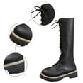 thumbnail image 6 of Aihuaihua Knee High Boots Women Goth Platform Long Boots Heel Lace Up Punk Combat Boots with Chain Fall Boots for Women, Trendy Boots, Black Boots for Women, 6 of 9