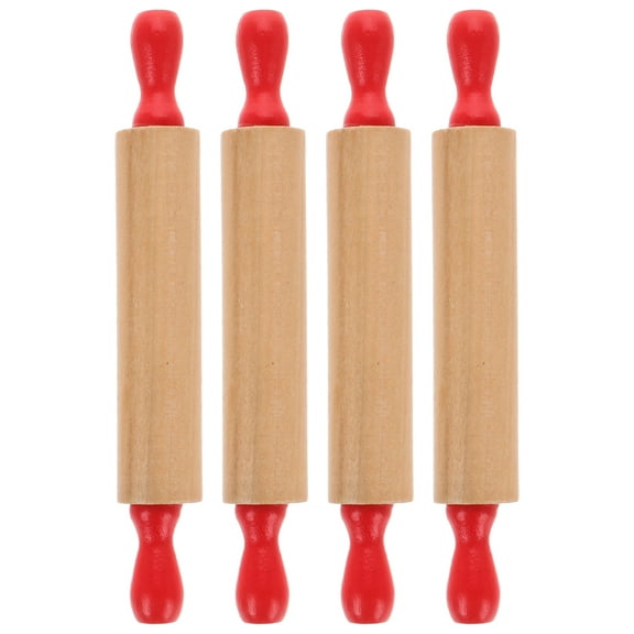 MRLESS 4pcs Kids Pretend Kitchen Toy Mini Rolling Pins for Baking Dough and Clay Mini Rolling Pin Small Dough Roller Children Kitchen Pretend Toy