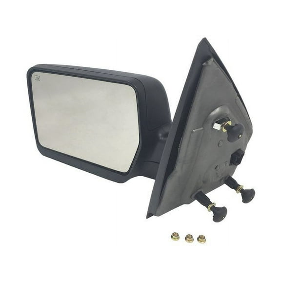 Left Driver Side Square Head Power Door Mirror - Manual Folding - Heated - Black Textured - Compatible with 2004 - 2008 Ford F150 2005 2006 2007