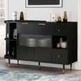thumbnail image 2 of TUANLUO Rotating Accent Cabinet with 2 Doors and 2 Drawers, Buffet Cabinet with Adjustable Shelves, Modern Storage Cabinet, Wood Storage Cabinet Furniture for Living Room Entryway Dining Room, Black, 2 of 10