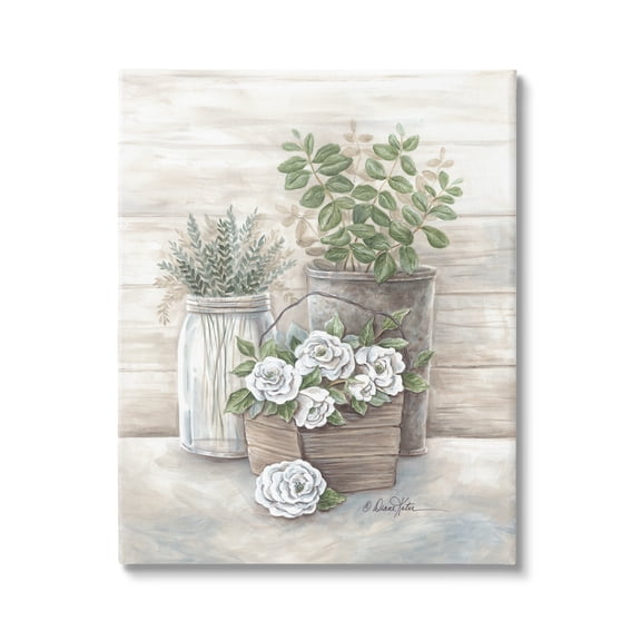 Stupell Industries Country Succulents Botanicals Rustic Jar Planter Design, 24 x 30, Design by Diane Kater