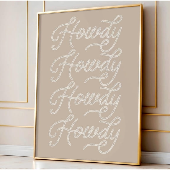Howdy Rope Typography Art Print, Western Cowgirl Decor Home Decor #2757, Unframed Poster Size 8x12