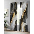thumbnail image 4 of Abstract Art Sheer Curtains 108 Inch Long 2 Panels, Gold Black Gradient Marbling Water Ripple Light Filtering Rod Pocket Semi Sheer Curtains, Sheer Voile Drapes for Living Room Bedroom, 52"x108", 4 of 5
