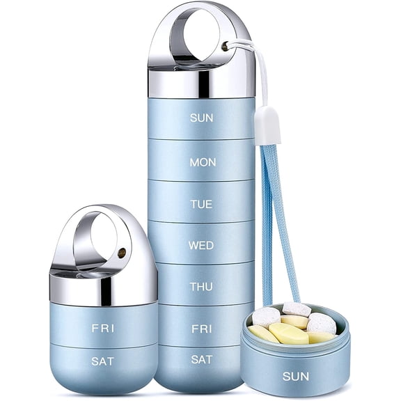 Xwlshop 7-Day Aluminum Alloy Pill Organizer, Waterproof Weekly Pill Box, Portable Metal Medicine Case for Vitamins and Supplements