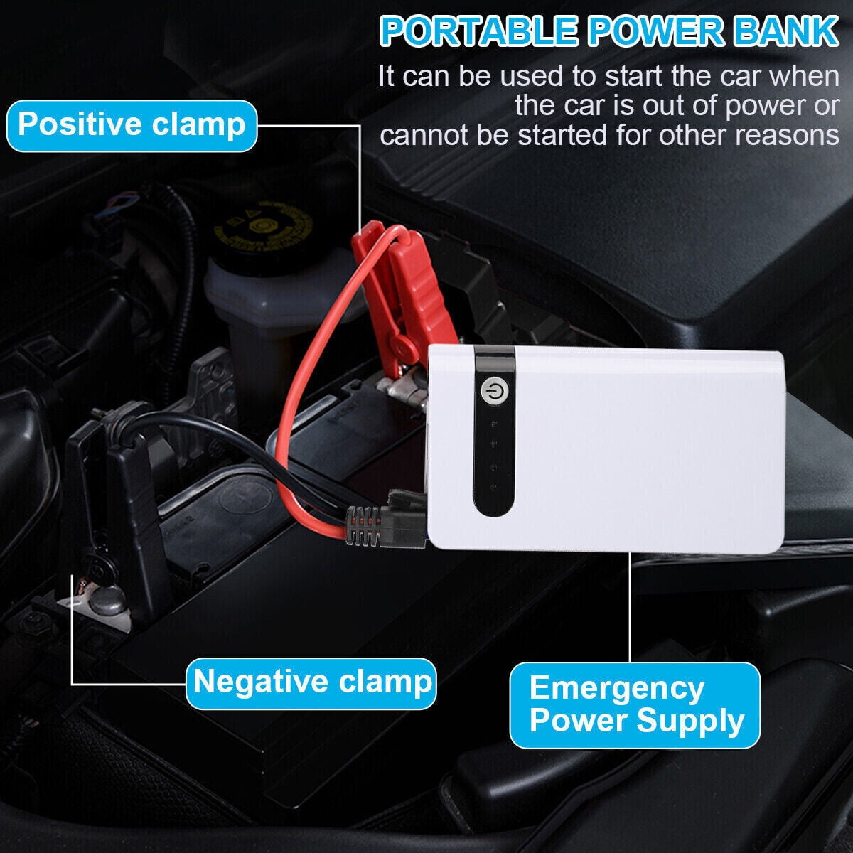 Portable 30000mAh Car Jump Starter Booster Jumper Box Power Bank Battery Charger