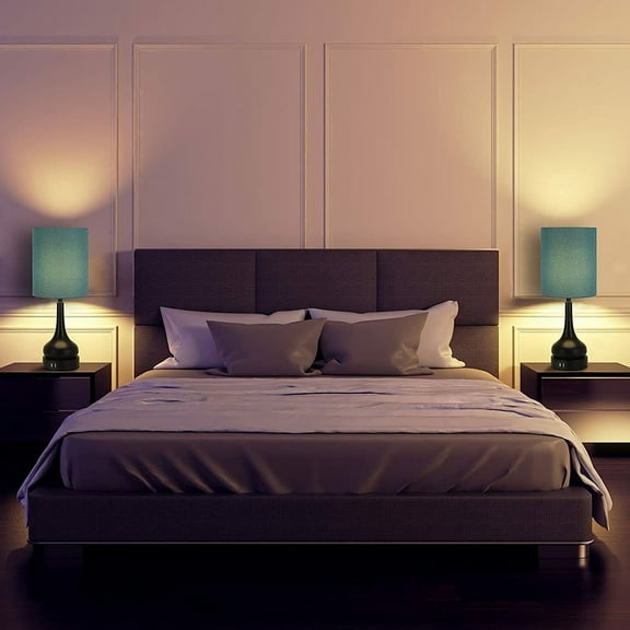 Touch Control Table Lamp Set of 2 Nightstand Lamps with Dual USB Charging Ports