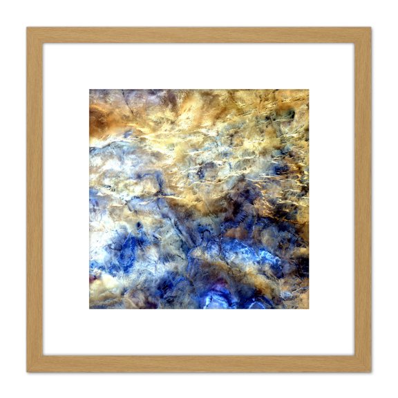 Abstract Paint Swirls Clouds 8X8 Inch Square Wooden Framed Wall Art Print Picture with Mount