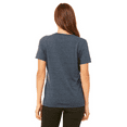 thumbnail image 4 of BELLA+CANVAS Relaxed Fit Heather CVC Tee for Women, Short Sleeve V-Neck T-Shirt, Heather Navy, XL, 4 of 5