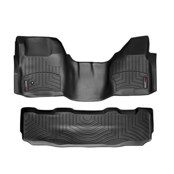 WeatherTech Custom Fit FloorLiners compatible with 2008-2010 Ford Super Duty - 1st Row Over-The-Hump & 2nd Row, Black