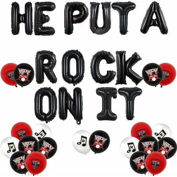 Rock Bachelorette Party Decorations Rock And Roll Bachelorette Party Decorations He Put A Rock On It Balloon Banner Ring Balloons for Black Bridal Shower Rock N Roll Party Engagement