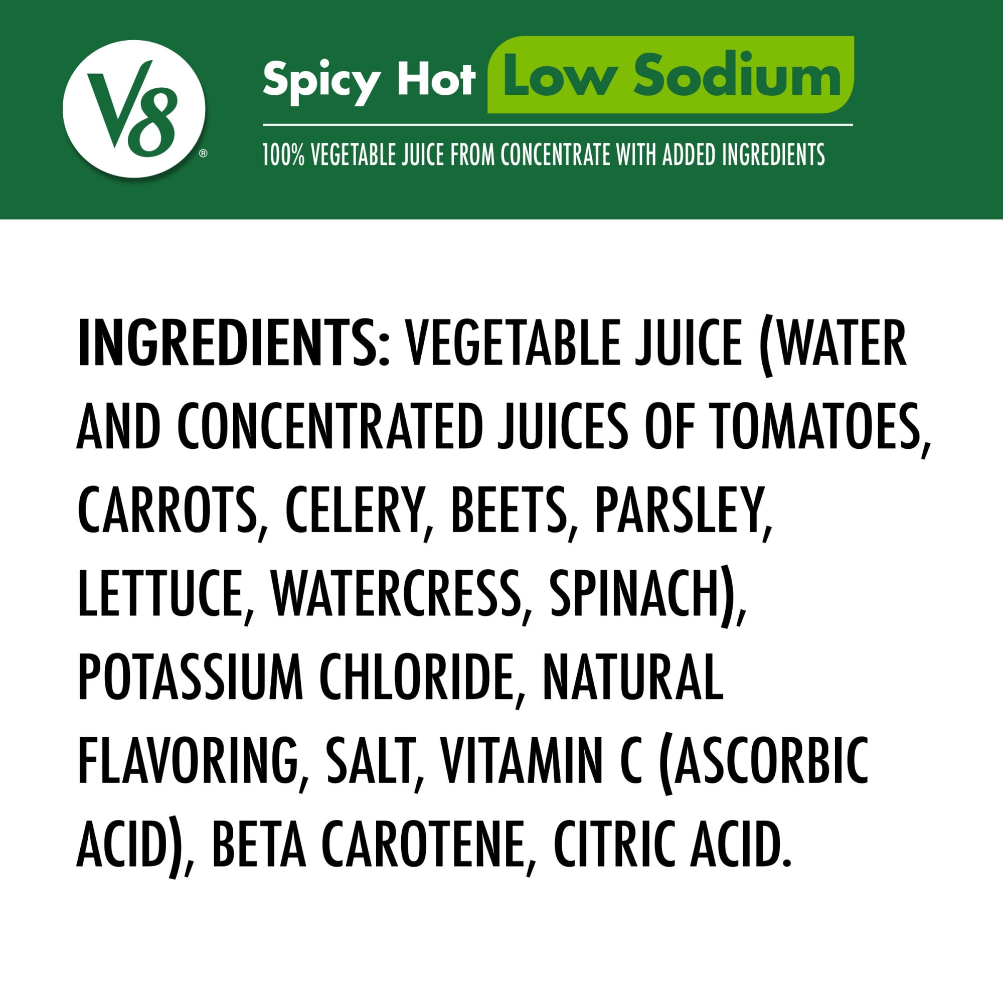 V8 Low Sodium Spicy Hot 100% Vegetable Juice, 46 fl oz Bottle