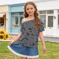 thumbnail image 2 of WRKEKC Girls Short Sleeve Tops Kids Star Print One Shoulder Short Sleeve Casual T-Shirt for Daily Wear 5-14 Years, 2 of 9