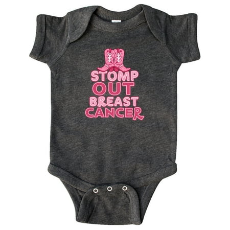 

Inktastic Stomp Out Breast Cancer with Pink Cowgirl Boots Gift Baby Boy or Baby Girl Bodysuit