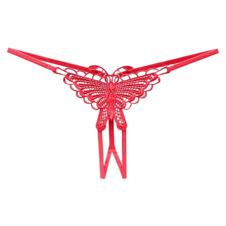 HYSYSB Crotchless Underwear for Women thongs for Women plus Size G String thong Panties for Women crotchless Briefs G String for Underwear for Ladies Strappy micro Thongs for Women Red One Size