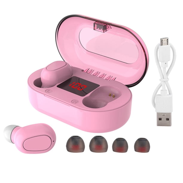 Auriculares inalámbricos verdaderos Auriculares 5.0 compatibles con Bluetooth Pantalla digital Par automático impermeable Auriculares HIFI, Rosa Inevent EL000316-03B