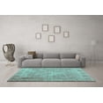 thumbnail image 3 of Ahgly Company Machine Washable Indoor Square Persian Turquoise Blue Bohemian Area Rugs, 4' Square, 3 of 4