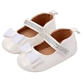 thumbnail image 4 of BOBOGOJP Baby Girls Mary Jane Flats Bow Non-Slip Soft Sole Princess Toddler First Walkers Sneaker Wedding Dress Shoes White for Size 4, 4 of 9