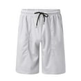 thumbnail image 3 of MRULIC mens shorts Mens Sports Shorts Striped Jogging Bottoms Summer Training Trousers With Pockets Elastic Waistband Breathable Shorts Men Casual Shorts White + XXL, 3 of 5