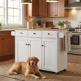 thumbnail image 2 of Homy Casa Rolling Kitchen Island Cart with Wood Top 3 Drawers & Cabinets, Mobile Storage for Kitchen, 2 of 9