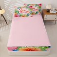 thumbnail image 4 of jejeloiu Pink Flamingo Flowers Zipper Twin Comforter Sets with Fitted Sheet and 2 Pillowcases Kids,Tropical Palm Leaf Zipper Bedding Set For Girls,Reversible,4-Piece, 4 of 7