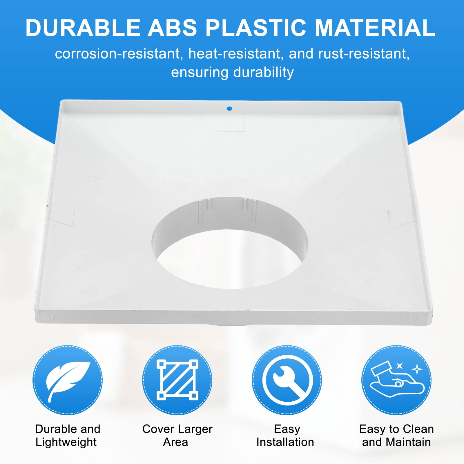 Uxcell 13" to 6" Duct Connector Flange, Plastic Square to Round Straight Dryer Vent Wall Plate for Air Heating Cooling Ventilation System HVAC Exhaust Fan, White