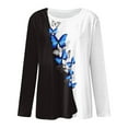 thumbnail image 4 of PENGXIANG Hauts Quotidiens pour Femmes Manches Longues Blouse Confortable à Imprimé Floral Tunique Décontractée Col Chandail Chemises, 4 of 4
