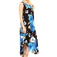 thumbnail image 4 of Sakkas Aba Women's Casual Summer Floral Print Sleeveless Loose Dress Cover-up - B-Blue - One Size, 4 of 5