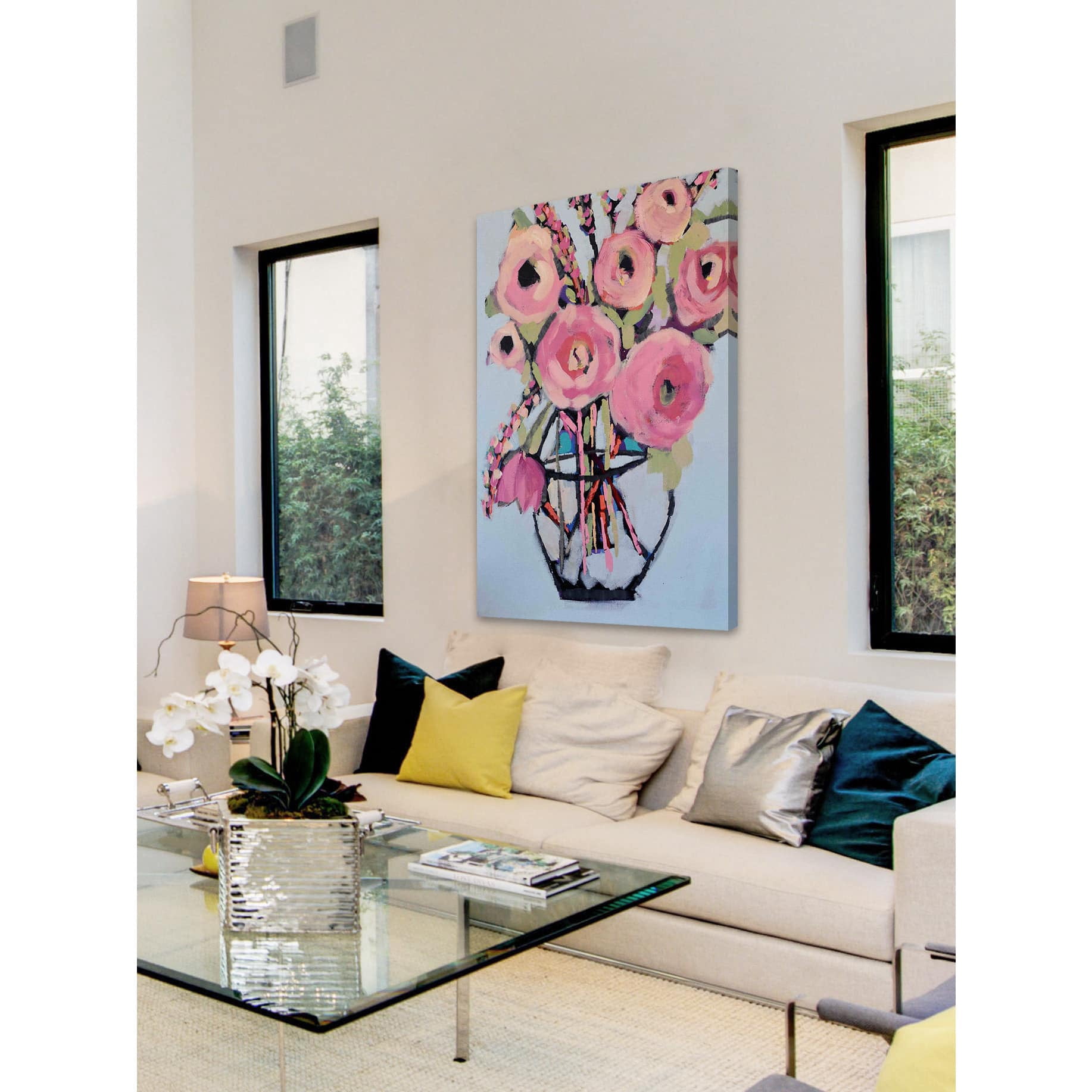 Marmont Hill "Lots of Pink Flowers" by Michelle Rivera Painting Print on Wrapped Canvas