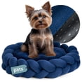 thumbnail image 1 of Cama Redonda ESQUIMAL Azul Marino Cojín Antiestrés Trenzado Lavable para Perro y Gato, 1 of 6