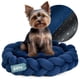 thumbnail image 1 of Cama Redonda ESQUIMAL Azul Marino Cojín Antiestrés Trenzado Lavable para Perro y Gato, 1 of 6