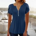thumbnail image 2 of Summer Fashion Oversize Shirts for Womens Sexy Fold Printed Regular Women Short Sleeves V Neck Button Top, 2 of 7