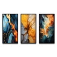 thumbnail image 2 of Designart "Lava Marble Fusion Orange and Blue Liquid Art I" Abstract Painting Framed Wall Art Set Of 3 - Blue Modern Frame Gallery Set For Office Decor, 2 of 6