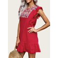 thumbnail image 3 of FreshPretty Women's Summer Mini Dress Casual V Neck Floral Embroidered Ruffle Sleeveless Shift Dress Flowy Boho Dress, 3 of 6