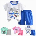 thumbnail image 5 of Toddler Boys Clothes Summer Outfit Sets 2 Piece Crewneck Short Sleeved Cartoon Animal Printed T-shirts Tees and Pocket Shorts Dailywear Sets, 5 of 5
