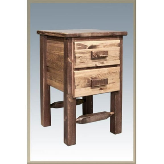 D2D Homestead Nightstand with 2 Drawers - Stained and Lacquered