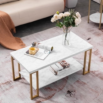 31.5" White Round Coffee Table - Scandinavian Modern Drum Design, Easy Assembly